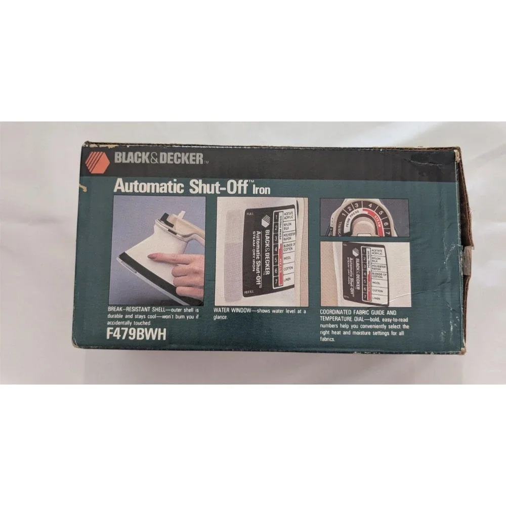 Vintage 1980s Black & Decker Automatic Shut-Off Iron Steam & Dry - F479BWH